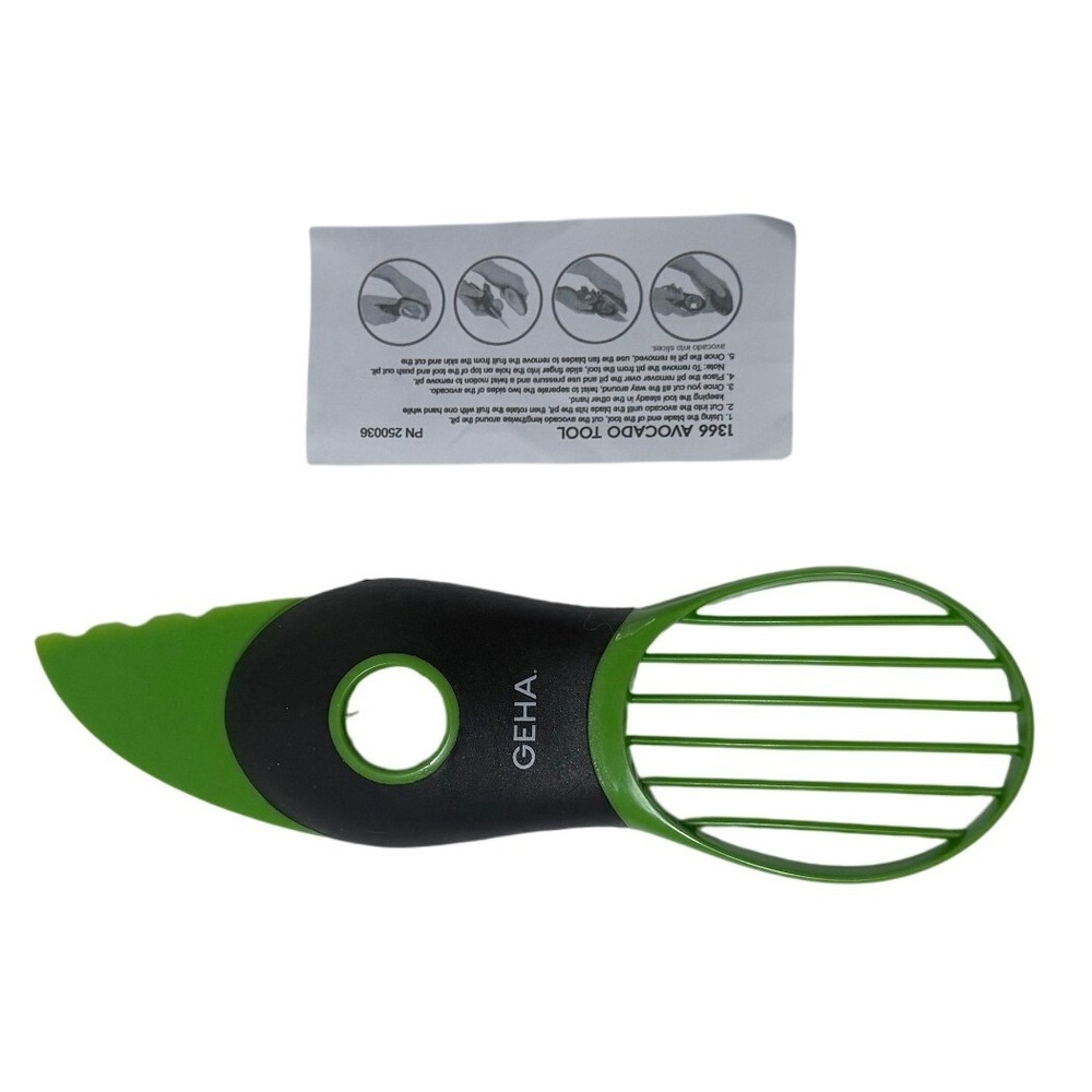GEHA 3-in-1 Avocado Tool Slicer Pitter Peeler Green‎ Black